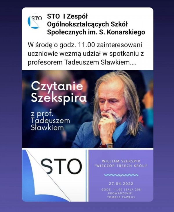 Czytanie Szekspira z ...prof. Tadeuszem Sławkiem
